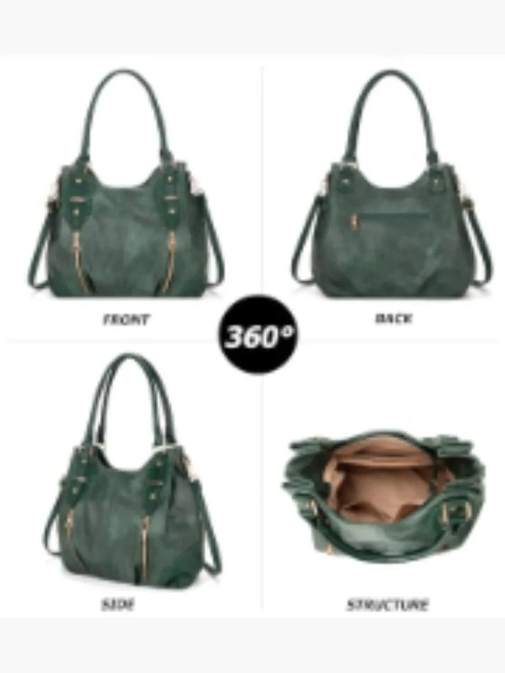 Vintage Large PU Hobo Tote Bag Satchel Purse with Strap Women Scratch-resistant